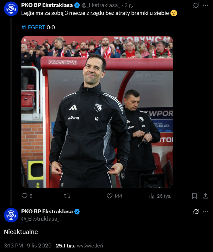 Profil Ekstraklasy dodaje ciekawostkę nt. Legii u siebie, a potem... xD